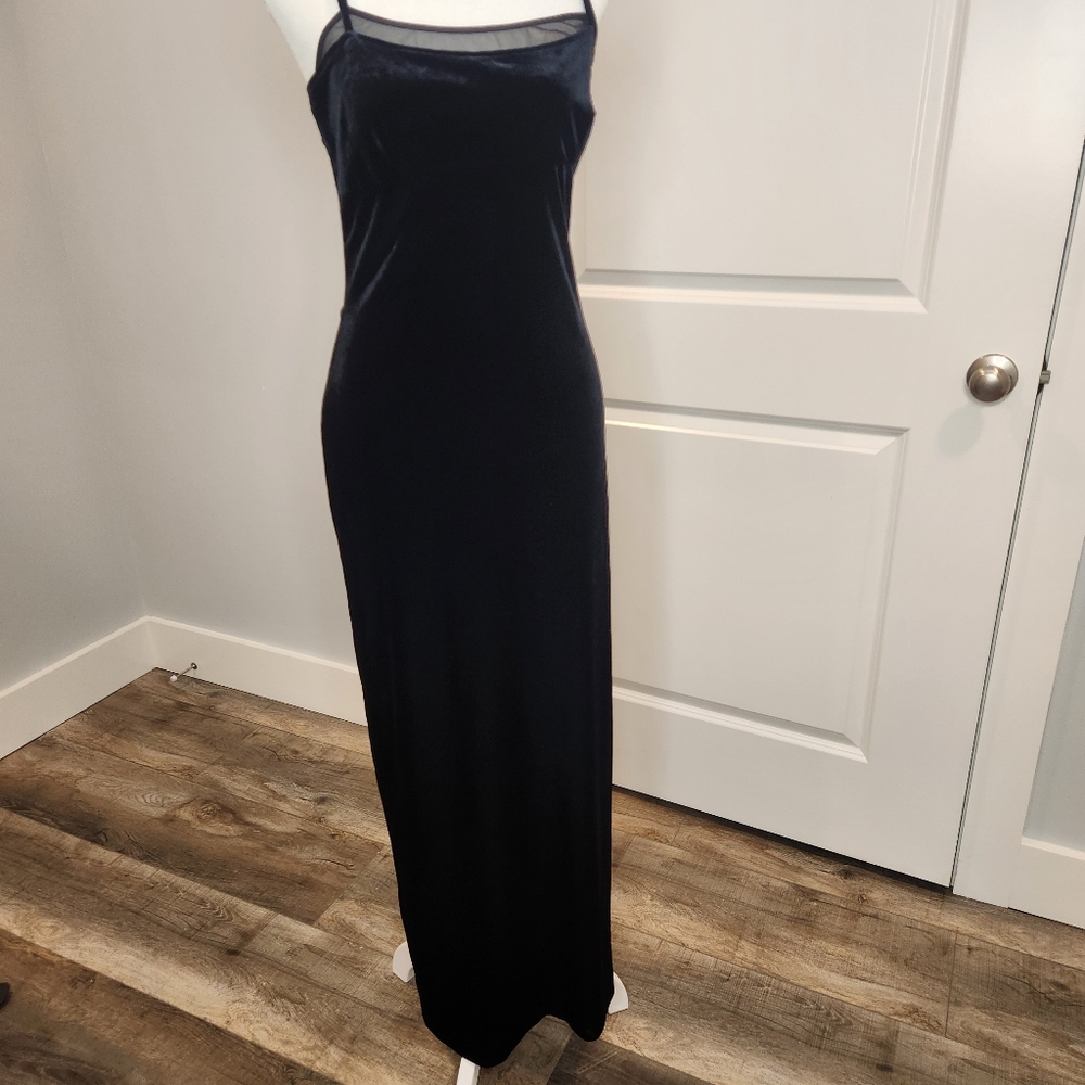ZUM ZUM Vintage Velvet  Elegant Side‎ Slit Black Maxi Dress SIZE: 11-12